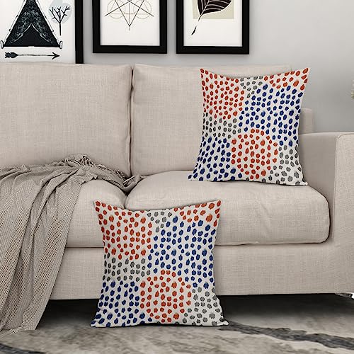 Blue Orange Pillow Covers 16x16 Set of 2 Boho Design Gray Dot Throw Pillows Modern Trendy Fall Print Decorative Outdoor Pillowcase Holiday Cushion Cover Linen Pillow Case Decor for Sofa Couch Bed - color: Blue Orange Dots, size: 16" x 16" (Pack of 2)