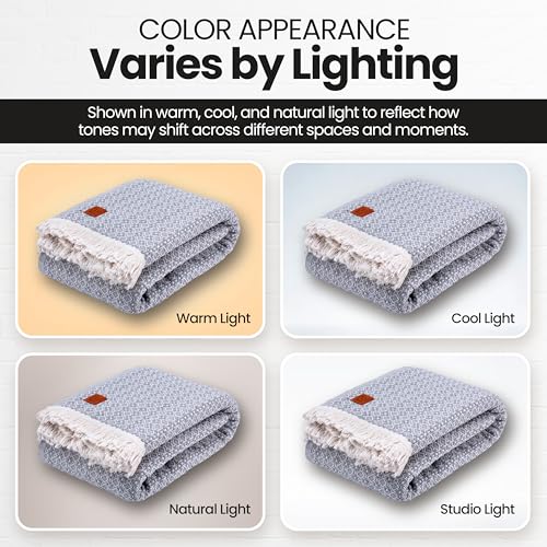 Gold Case Throw Blanket for Bed - 100% Recycled Turkish Cotton Blanket - Retro Lightweight Soft Throw Blankets for Bed & Living Room - Queen Size Cozy Blankets - 90x90 - Grey - color: Retro Grey, size: 90x90"