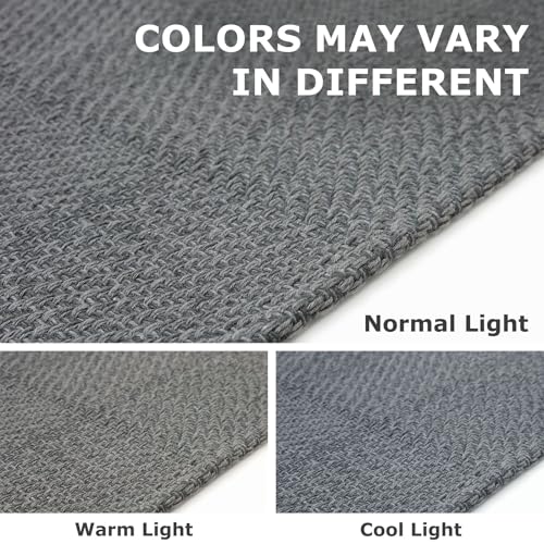 IOHOUZE Small Area Rug 2x3 Washable Woven Rugs for Entryway Non Slip Rubber Backed Front Door Rugs Indoor Doormat Throw Rug Floor Carpet for Entrance Kitchen, Charcoal/Dark Grey - color: Charcoal/Dark Grey, size: 2' x 3' (Rectangular)