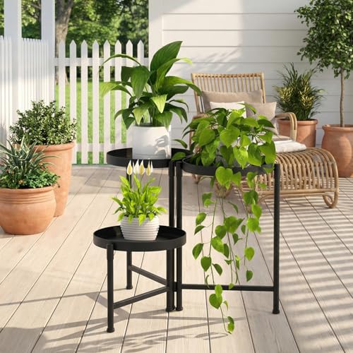 aboxoo 3 Tier Metal Plant Stand Modern NEW, Indoor Outdoor Multi-Tiered Plant Stand Display Tray, Flower Pot Stand for Indoor Home Outdoor Patio Balcony Yard - size: 3 Tier