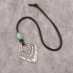 Leather Necklace for Women Long Boho Pendant Hippie Choker Necklace Bohemian Layered Leather Rope Wooden Jewelry Gifts - style: Large Boho Necklace
