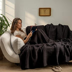 Muslin Blanket - Pure 100% Turkish Cotton Airy Soft Light Versatile Gauze Throw Blanket for Bed, Couch, Sofa (Black, Twin XL Size (71" x 95" inch)) - color: Black, size: Twin XL Size ( 71" x 95" inch )