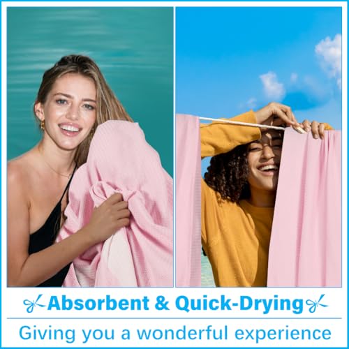 Vikumond Oversized Turkish Beach Towel Blanket XXL Cotton Sandproof Towels Boho Woven Extra Large Big Sand Free Giant Throw Blankets Huge Quilt XL Picnic Camping Necessities Cloud for Adult Gifts - color: Woven Pink, size: Xxxl(88x82 In,224x208 Cm)