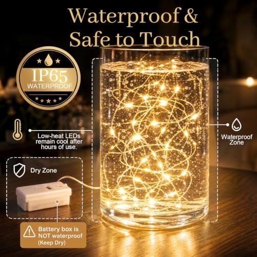 DomeStar 15 Pack Battery Operated Fairy Lights, Warm Fairy Led Lights for Mason Jars DIY Crafts Wedding Table Centerpieces - color: Warm White, size: fifteen