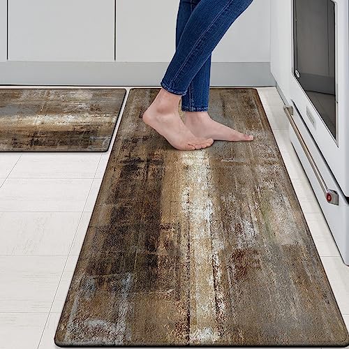 MAYHMYO Anti Fatigue Kitchen Mat - Set of 2 - Taupe Abstract Art Comfort Mats - Cushioned, Non Slip Floor Mat,17.3 x 29 x 0.4 inch + 17.3 x 47 x 0.4 inch - color: Taupe, size: 29"L X 17.3"W X 0.4"Th + 47"L X 17.3"W X 0.4"Th