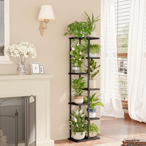 Bamworld Tall Plant Stand Indoor, Corner 7 Tier Metal Plant Shelf for Multiple Plants, Tiered Flower Pot Stands for Patio Garden Balcony Living Room Bedroom, Black - color: Black, size: 7 Tier