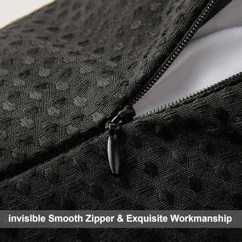 DFXSZ Outdoor Pillow Covers 18X18 Inch Set of 2 Black Waffle Textured Polyester Pillow Covers Spring Summer Outdoor Waterproof Decor for Patio Furniture Garden 025D18 - color: Black, size: 18" x 18" (Pack of 2)