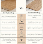HOMEMONDE Handwoven Chunky Jute Mat Rug 2'x3' with Tassels - Boho Home Decor Natural Rustic Farmhouse Door Rug, Ideal for High Traffic Areas - Entryway, Bedroom, Kitchen, Living Room and Hallway - size: 2' x 3' (Rectangular)