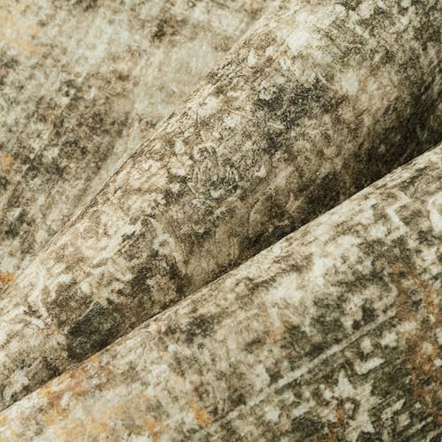 PureCozy Entryway Indoor Rug 2x3 Brown Washable Thin Non-Slip Floral Vintage Distress Print Doormat for Hallway Bedroom Low Pile Soft Throw Carpet for Kitchen Laundry Dining Room Bedroom Bathroom - color: Accent | Dark Brown, size: 2' x 3' (Rectangular)