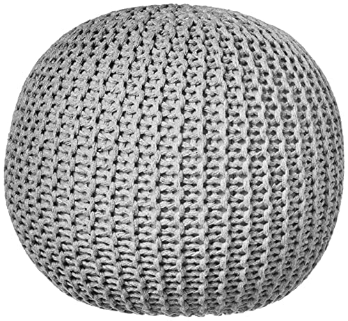 Urban Lifestyle Round Knit Pouf, Light Grey - color: Light Grey