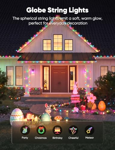 Minetom Globe String Lights, 33 Feet 100 Led Fairy Lights Plug in, 8 Modes with Remote Mini Globe Lights for Indoor Outdoor Bedroom Party Garden Christmas Tree Easter Decoration, Pink + Multicolor - color: Pink + Multicolor, size: 100LED