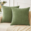 MIULEE Pack of 2 Couch Throw Pillow Covers 16x16 Inch Soft Sage Green Spring Chenille Pillow Covers for Sofa Living Room Solid Dyed Pillow Cases - color: Sage Green, size: 16" x 16" (Pack of 2)