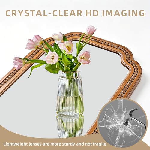 24x36 Inch Farmhouse Beaded Wall Mirror, Wood Scalloped Decorative Mirror, French Vintage Accent Mirror for Bathroom, Entryway & Glam Boho Decor - color: F - Beaded Scalloped - 24x36 in