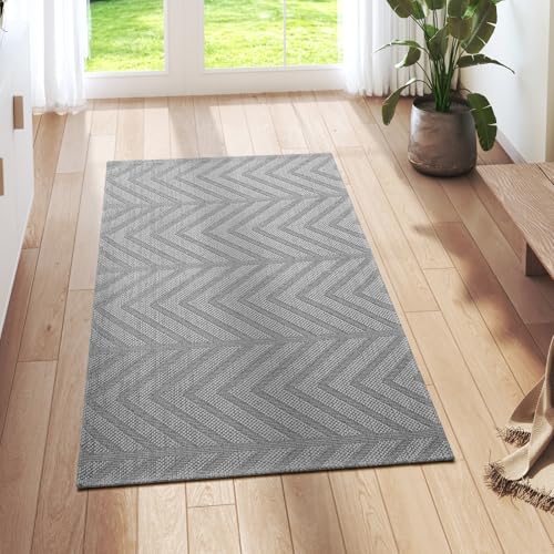 2x4 Ft Boho Runner Rug, Washable Non Slip Hallway Runner for Kitchen, Low Profile Laundry Room Mat, Easy Clean Woven Carpet for Entryway Narrow Space, Grey - color: Grey-c, size: 2' x 4'