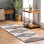 nuLOOM Hand Braided Marla Denim And Jute Diamonds Runner Rug, 2' 6" x 8', Off-white, Runner - color: Marla Off-white, size: 2'7" x 8' (Runner)