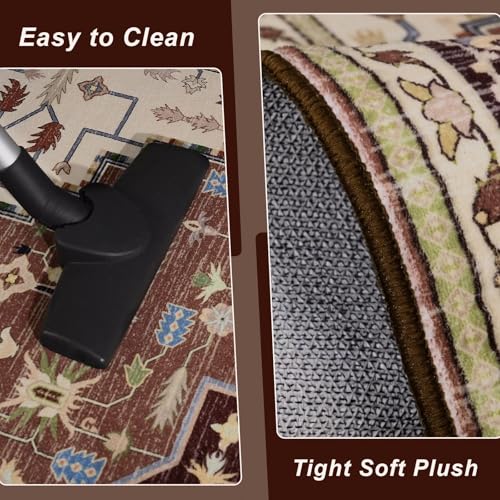 Macgace 2x3 Mousse Brown Small Area Rug for Entryway, Soft Washable Rugs with Non-Slip Backing for Bedroom Kitchen, Vintage Throw Carpet Laundry Entry Front Door Decor - color: Brown & Beige, size: 2' x 3' (Rectangular)