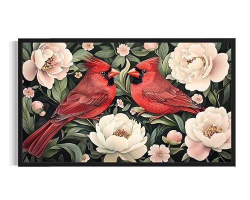 Red Cardinals William Morris Wall Art Poster Prints, Vintage Flowers Tapestry, Floral Decor for Living Room, Bedroom, Office, Bathroom AA12 (Red Cardinals, 24 x 48 inches (1 Panel), Unframed) - color: Red Cardinals, size: 24 x 48 inches (1 Panel)