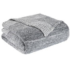 Throw Blanket, Grey Gradient Soft Cozy Fluffy Knitted Throw Blankets for Couch, Sofa, Bed, Chair, Warm Fuzzy Plush Travel Picnic Lightweight Blanket, 50x60 inches - color: Stripe Grey, size: 50×60 Inch