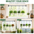 Adjustable Hanging Window Planter with 4 Pots, Space Saving Indoor Herb Garden Plant Hanger, Metal Vertical Plant Rack for Kitchen, Balcony & Home Deco41in-4 Flower pots