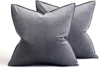 MIULEE Dark Grey Velvet Throw Pillow Covers 24x24 Soft Decorative Solid Square Euro Sham Cushion Cases Pack of 2 Modern Luxury Home Decor for Couch, Sofa, Bedroom