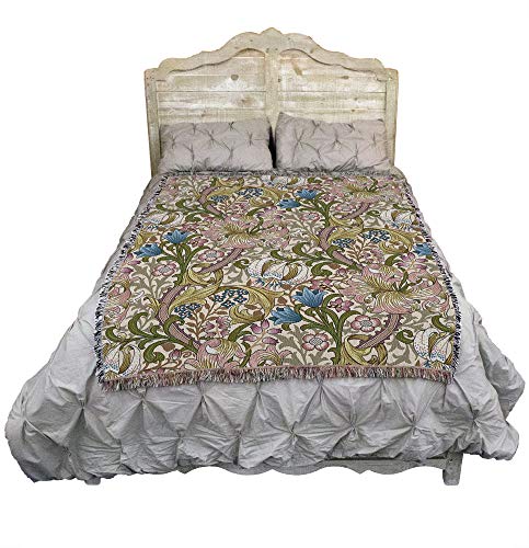 Pure Country Weavers William Morris Golden Lily Pink Blanket - Arts & Crafts - Gift Tapestry Throw Woven from Cotton - Made in the USA (72x54) - color: Pink, size: Large