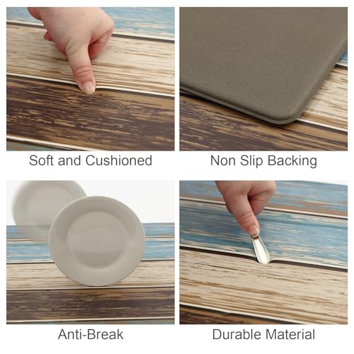 MAYHMYO Anti Fatigue Kitchen Mat - Set of 2 - Farmhouse Design Comfort Mats - Cushioned, Non Slip Floor Mat,17.3 x 29 x 0.4 inch + 17.3 x 59 x 0.4 inch - color: Farmhouse, size: 29"L X 17.3"W X 0.4"Th + 59"L X 17.3"W X 0.4"Th