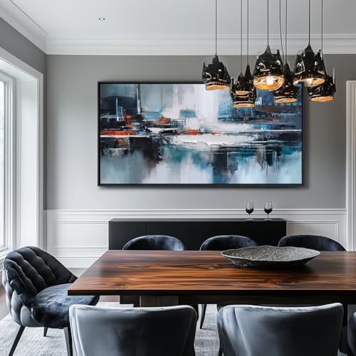 Abstract Wall Art for Living Room - Modern Blue Wall Decor, Large Canvas Artwork, Framed Wall Art Bedroom Pictures, Navy Decor for Above Bed, Contemporary Home Decor 20×40IN - color: Blue, size: 40"L x 20"W