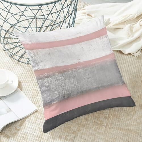 AEIOAE Pink Grey Pillow Covers 18x18 Set of 2 Beige Abstract Art Painting Striped Decorative Throw Pillow Covers Cotton Square Modern Cushion Case for Home Couch Sofa Outdoor - color: Pink, size: 18" x 18" (Pack of 1)