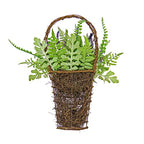 National Tree Company Artificial Hanging Wall Basket, Wicker Base, Decorated with Astilbe Flowers, Ferns, Leafy Greens, Spring Collection, 20 Inches