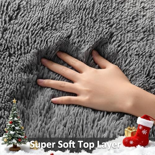 Ophanie Runner Rug for Hallway,2x7 Washable Non-Slip Fluffy Soft Bedside Rugs,Bedroom Living Room Shaggy Carpet for Kids Girls Boys Dorm Nursery Home Decor Aesthetic Grey with Over 99 pcs Pile fibers - color: 1- Grey, size: 2' x 7' (Rectangular)