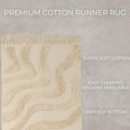 Beautiful 2x6 ft. Boho Runner Rug with Tassels for Your Hallway, Bedroom Or Living Room - Soft Cotton Carpet Fits Perfectly in Any Kitchen/Dining Space - Washable Rug Enhances Any Home Decor