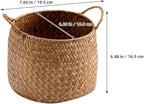 Ciieeo Japanese Style Woven Storage Basket Handles Handcrafted Decorative Organizer for Cosmetics Flower Arrangement or Nursery Natural Grass Weave for Home Decor