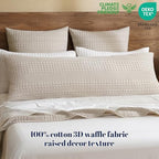 PHF 100% Cotton Waffle Body Pillowcase with Zipper, 1 Pack 20" x 54" Soft Skin-Friendly Pillow Sham, No Filling, Aesthetic Woven and Breathable Waffle Weave Body Pillow Cover for Bed, Oatmeal - color: Oatmeal, size: 54" x 20" (Pack of 1)