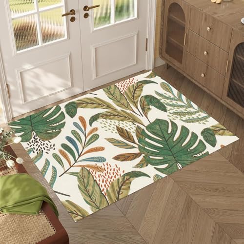 1.5 x 2.5ft Area Rug Indoor Floral Rug Washable Rug Modern Rug Oriental Flower Print Rug Non Slip Carpet for Living Room Dining Room Bedroom Entryway Office Decor - color: Forest Green and Warm Beige, size: 1.5 x 2.5ft / 18 x 30in / 45 x 75cm