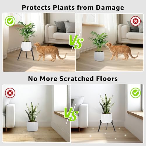 Metal Plant Stand Indoor Outdoor- Anti-Rust Metal Plant Stand, Stable Corner Plant Stands Fits 5.9 to 8.7 Inches Pots, Adjustable Heavy Duty Plant Pot Flower Holder for Patio, Garden, Home, Black - 1 Pack - size: M