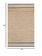 SAFAVIEH Natural Fiber Collection Area Rug - 5' x 8', Natural & Black, Handmade Farmhouse Boho Coastal Rustic Jute, Ideal for High Traffic Areas in Living Room, Bedroom (NF874B) - color: Natural/Black, size: 5' x 8' (Rectangular)