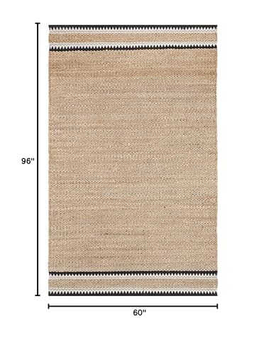 SAFAVIEH Natural Fiber Collection Area Rug - 5' x 8', Natural & Black, Handmade Farmhouse Boho Coastal Rustic Jute, Ideal for High Traffic Areas in Living Room, Bedroom (NF874B) - color: Natural/Black, size: 5' x 8' (Rectangular)