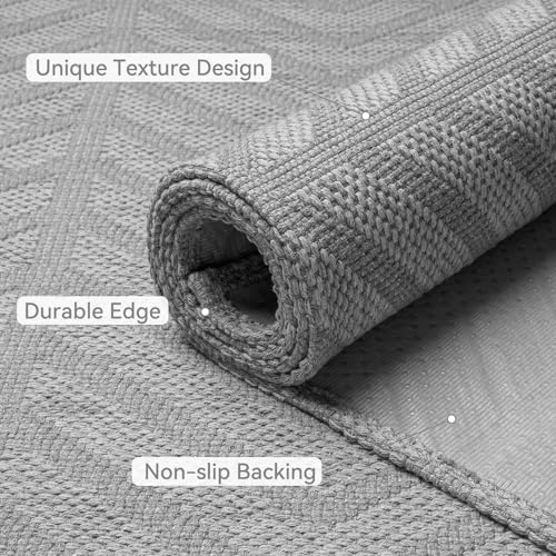 Washable Entryway Rug 2x3 - Non Slip Small Door Mat Indoor Entrance - Low Profile Front Door Mats for Inside House - Boho Woven Foyer Rug - Absorbent Mud Mat for Entryway,Mudroom(2'x3', Grey) - color: Grey-c, size: 2' x 3'