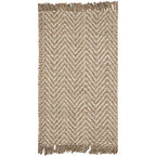 SAFAVIEH Natural Fiber Collection Accent Rug - 3' x 5', Bleach & Natural, Handmade Chevron Fringe Jute, Ideal for High Traffic Areas in Entryway, Living Room, Bedroom (NF458A) - size: 3' x 5' (Rectangular)