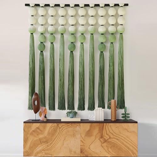 IOWER Macramé Wall Hanging Macrame Wall Decor Green Dip Dye 39" Wx39 L Sphericity Cotton Textile Wall Art Large Art Yarn Wall Hanging For Living Room Wedding - color: Green