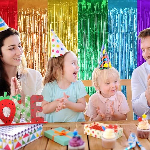 TONIFUL 2Pcs Rainbow Door Streamers,Party Photo Booth Backdrop Metallic Streamers Rainbow Foil Fringe Curtains for Halloween Birthday,New Year,Bachelorette,Graduation Party Streamers Decoration - color: 6 Color