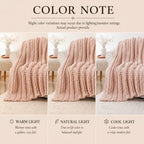 Battilo Chunky Knit Throw Blanket for Couch, Hand Made Chenille Throw Blanket, Super Soft Warm Cozy Pink Blanket for Bed, Sofa, Living Room, 50"x60" - color: Pink