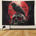ZKPeFeH Crow blood moon skull Tapestry Crow Tapestry Raven Tapestry Halloween Tapestry Gothic Tapestries Full Moon Tapestry 24x42Inch - color: Crow blood moon skull 0, size: 24x42Inch
