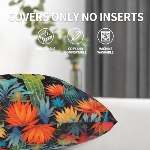 Cactus Pillow Cases 18x18 Set of 2 Tropical Plants Cactus Pillowcase Desert Green Succulent Prickly Pear Outdoor Decorative Throw Cushion Cases for Bedroom Living Room - color: Cactus, size: 18" x 18" (Pack of 1)