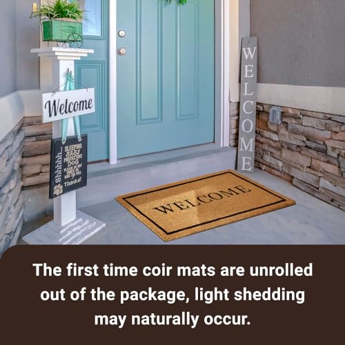 KANKUN Coco Coir Door Mat with Heavy Duty Backing, Welcome Doormat (17" x 30"), Doormat Entrance (Welcome2-2Pack) - color: Welcome2 - 2pack