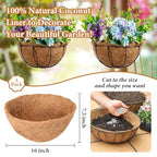 Legigo 3 Pack 16 Inch Hanging Basket Coco Liners Replacement, 100% Natural Round Coconut Coco Fiber Planter Basket Liners for Hanging Basket Flowers/Vegetables - color: 3pcs, size: 16 Inch