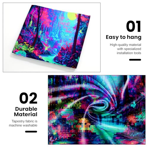 AOHMPT Blacklight Tapestry Glow in the Dark Tapestry Lakeside Scene Design 79'' × 59'' Inch Wall Hanging Decor for Bedroom Living Room - color: Landscape, size: 79"L x 59"W