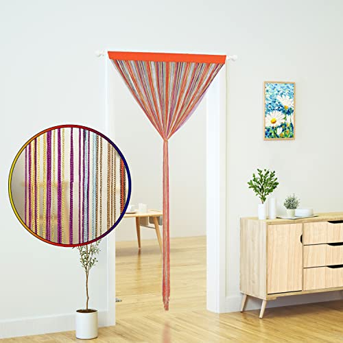 YaoYue Doorway String Curtain Door Curtains,Boho Hippie Hanging Fringe Room Divider for Patio Bedroom Closet Kitchen Laundry,Room Window Wall Door Decor(39×79in/100×200cm,Rainbow) - color: Rainbow, size: 39"W x 79"L (Pack of 1)
