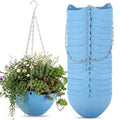 Zopeal 16 Pack Self Watering Hanging Planters 8 Inch Garden Flower Plant Pot Container with Drainer and Chain Round Hanging Pot Plant Basket for Indoor Outdoor Plants(Blue) - color: Blue