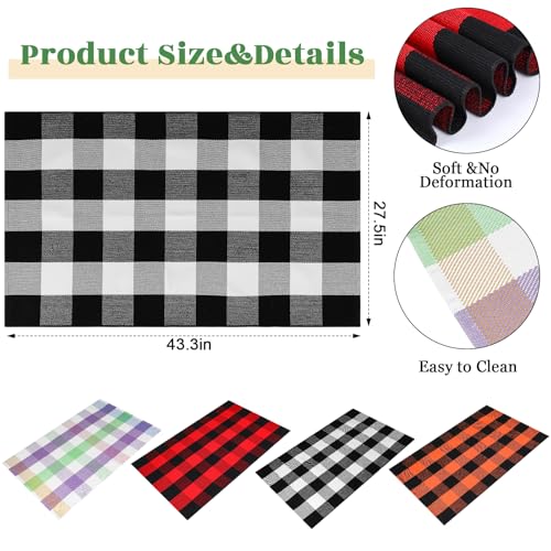 HunnmingRe 4 Pcs 4th of July Buffalo Plaid Outdoor Rug 27.5'' x 43'' Front Door Mat Washable Cotton Farmhouse Mat Checkered Carpet for Indoors, Layered, Porch, Farmhouse (Buffalo Plaid,Classic) - color: Classic